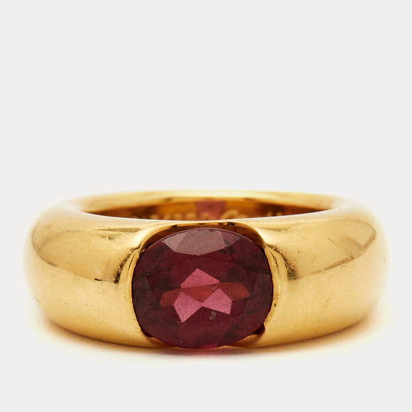 Cartier Eclipse Tourmaline 18k Yellow Gold Ring Size 52 - Picture 3 of 9